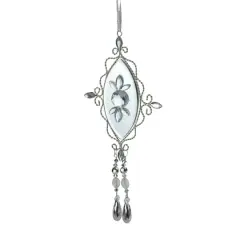 9.5" Silver Elegant Jeweled Mirrored Drop Christmas Ornament