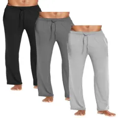 Galaxy by Harvic Men's Classic Lounge Pants 3 Pack Black/Charcoal/Heather Grey