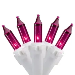 50ct. Mini Christmas String Lights with White Wire Purple