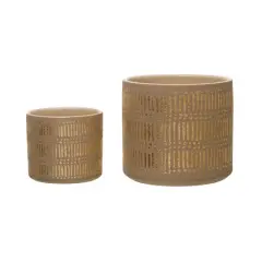 Hello Honey&reg; Gold Stoneware Planters Set