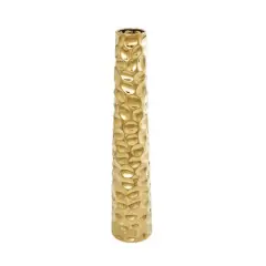 39" Gold Concaved Circles Ceramic Vase