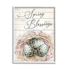 Stupell Industries Spring Blessings Bird Nest Nature Framed Giclee Art White
