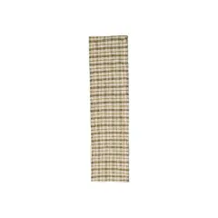 Hello Honey 108" x 14" Cream, Green & Yellow Plaid Woven Cotton Table Runner