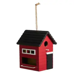 Glitzhome&reg; 10.25" Modern Red Wood Garden Birdhouse