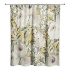 Yellow Floral 71" x 74" Shower Curtain