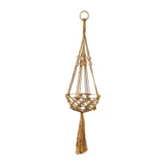 29" Brown Fabric Handmade Hanging Macrame Wall Planter