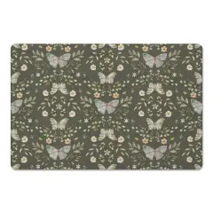 Butterfly Pattern Floor Mat Forest Green