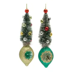 12ct. 6.5" Pine Tree Reflector Drop Ornament Set