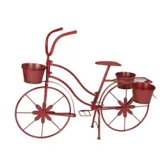 Glitzhome&reg; 25.98" Red Metal Bicycle Planter