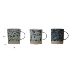 Hello Honey&reg; Blue & Cream Hand-Stamped Stoneware Mug Set