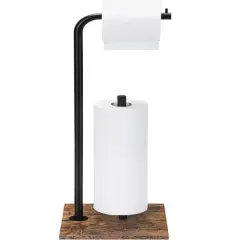 Black Freestanding Metal Toilet Paper Holder Stand