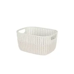 Simplify Medium Ivory 2-Tone Decorative Storage Basket