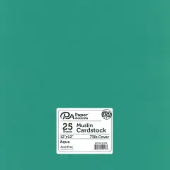 PA Paper&trade; Accents 12" x 12" Muslin 73lb. Cardstock, 25 Sheets Aqua