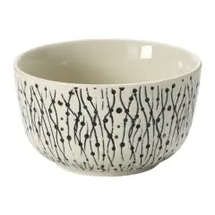 Hello Honey&reg; 4.5" Black & Cream Hand-Stamped Stoneware Bowl with Embossed Pattern, 4ct.