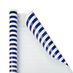 JAM Paper Striped Gift Wrap, 2ct. Blue and White