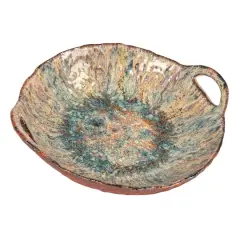 Hello Honey&reg; 10.75" Multicolor Round Stoneware Bowl with Handles