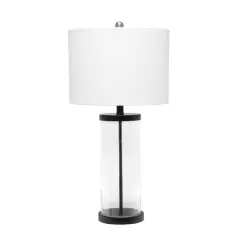 Lalia Home 27.5" Entrapped Glass Table Lamp with White Fabric Shade Black and White