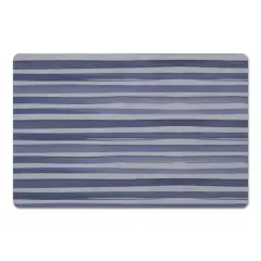 Watercolor Stripes Floor Mat Blue