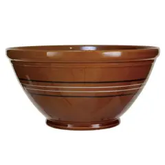 Hello Honey&reg; 6qt. Brown Reactive Glaze Stoneware Mixing Bowl with Black & White Lines