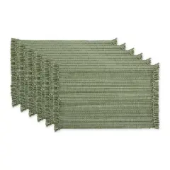 DII&reg; Variegated Fringe Cotton Placemats, 6ct. Artichoke Green