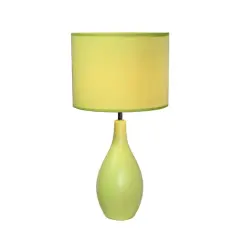 Simple Designs Oval Bowling Pin Base Ceramic Table Lamp Green