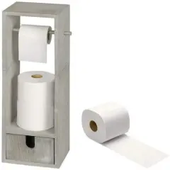 Rustic Gray Freestanding Wood Toilet Paper Holder
