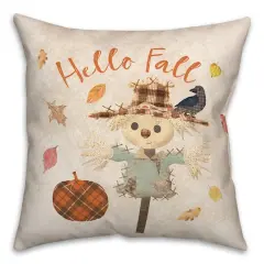 Hello Fall Scarecrow Throw Pillow