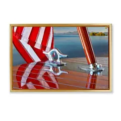 Stupell Industries Flag On Boat Hull Floater Framed Art Gold
