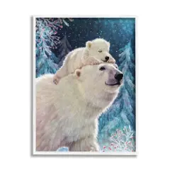 Stupell Industries Polar Bear & Cub Winter Scene Framed Giclee Art White