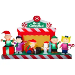 7ft. Airblown&reg; Inflatable Giant Christmas Peanuts Gang Christmas Stage Scene