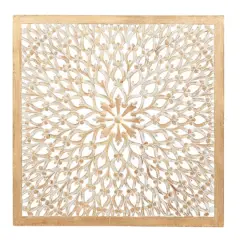36" Tan Traditional Ornamental Wood Wall D&eacute;cor