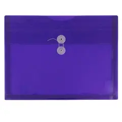 JAM Paper Letter Booklet Plastic Envelopes with Button & String Tie Closure, 12ct. Purple