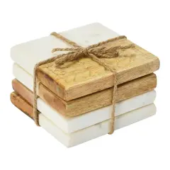Hello Honey&reg; Hand-Carved Engraved Mango Wood Square Trivets, 4ct.