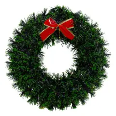 17" Pre-Lit LED Green Tinsel Artificial Wreath With Bow