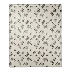 Simple Black Floral 50" x 60" Coral Fleece Blanket