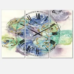 Designart 'Pastel Foral Composition Ii Lodge Multipanel Wall Clock