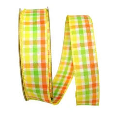 JAM Paper 1.5" x 50yd. Everyday Plaid Comb. 2 Value Wired Ribbon