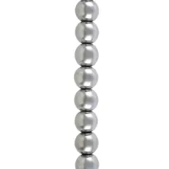 Rhodium Reconstituted Hematite Round Beads by Bead Landing&trade;