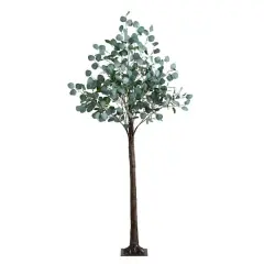 6ft. Pre-Lit Artificial Eucalyptus Tree with Warm White LED Lights