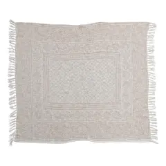 Hello Honey&reg; Ivory and Putty Orange Cotton Slub Throw Blanket with Pattern and Tassels