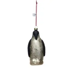 Hello Honey&reg; 5" Black & White Hand-Painted Mercury Glass Penguin Ornament