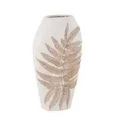 White Polystone Boho Style Vase, 18" x 10" x 6"