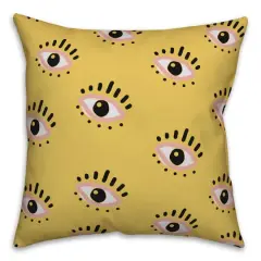 18" Looking Eyes Indoor/Outdoor Pillow Yellow