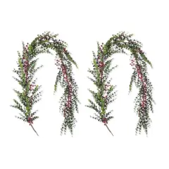Glitzhome&reg; 6ft Christmas Greenery Eucalyptus Garland with Red Berries, 2ct.