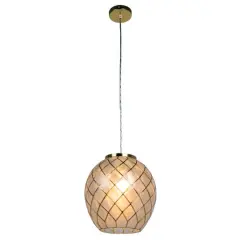 Hello Honey&reg; Marina Natural Capiz & Gold Metal Orb Pendant Ceiling Light