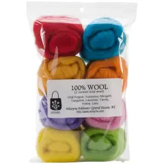 Wistyria Editions Confetti Wool Roving Rolls, 2oz.