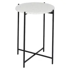 24" Black Contemporary Terrazzo Accent Table