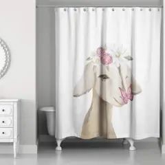 Cute Baby Goat Butterfly Flowers 71" x 74" Shower Curtain