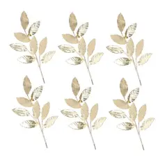 28" Gold Glittered Leaf Sprays, 6ct.