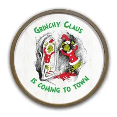 20" The Grinch Grinchy Round Framed Print Brown Frame